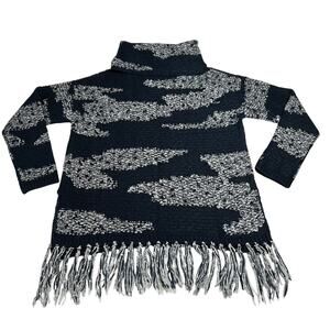 Romeo & Juliet Couture Turtleneck Knit Tunic Sweater w/ Fringe Trim Size Small